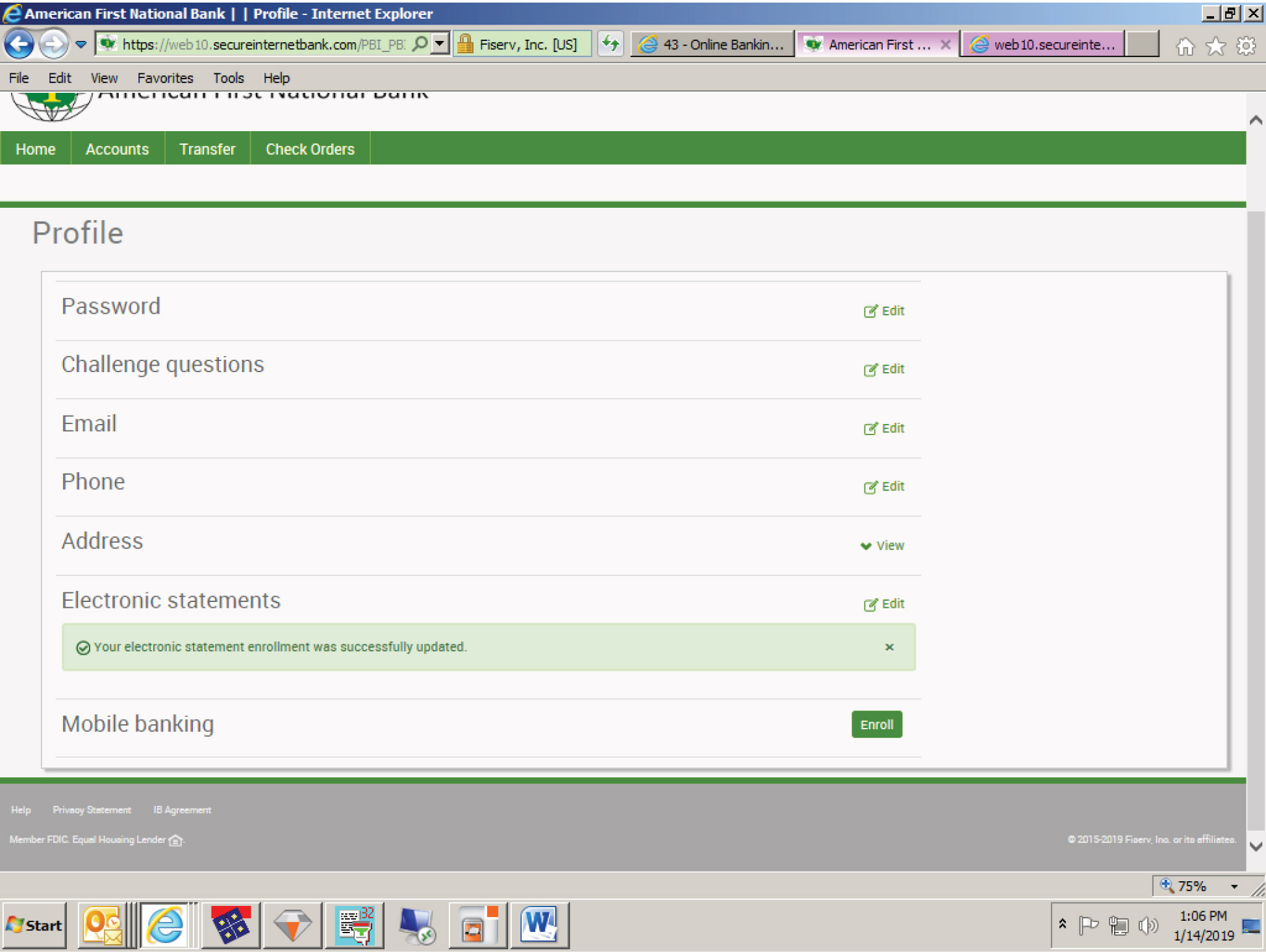 E-statement-enrollment-screen Screencap of e-statement enrollment successful