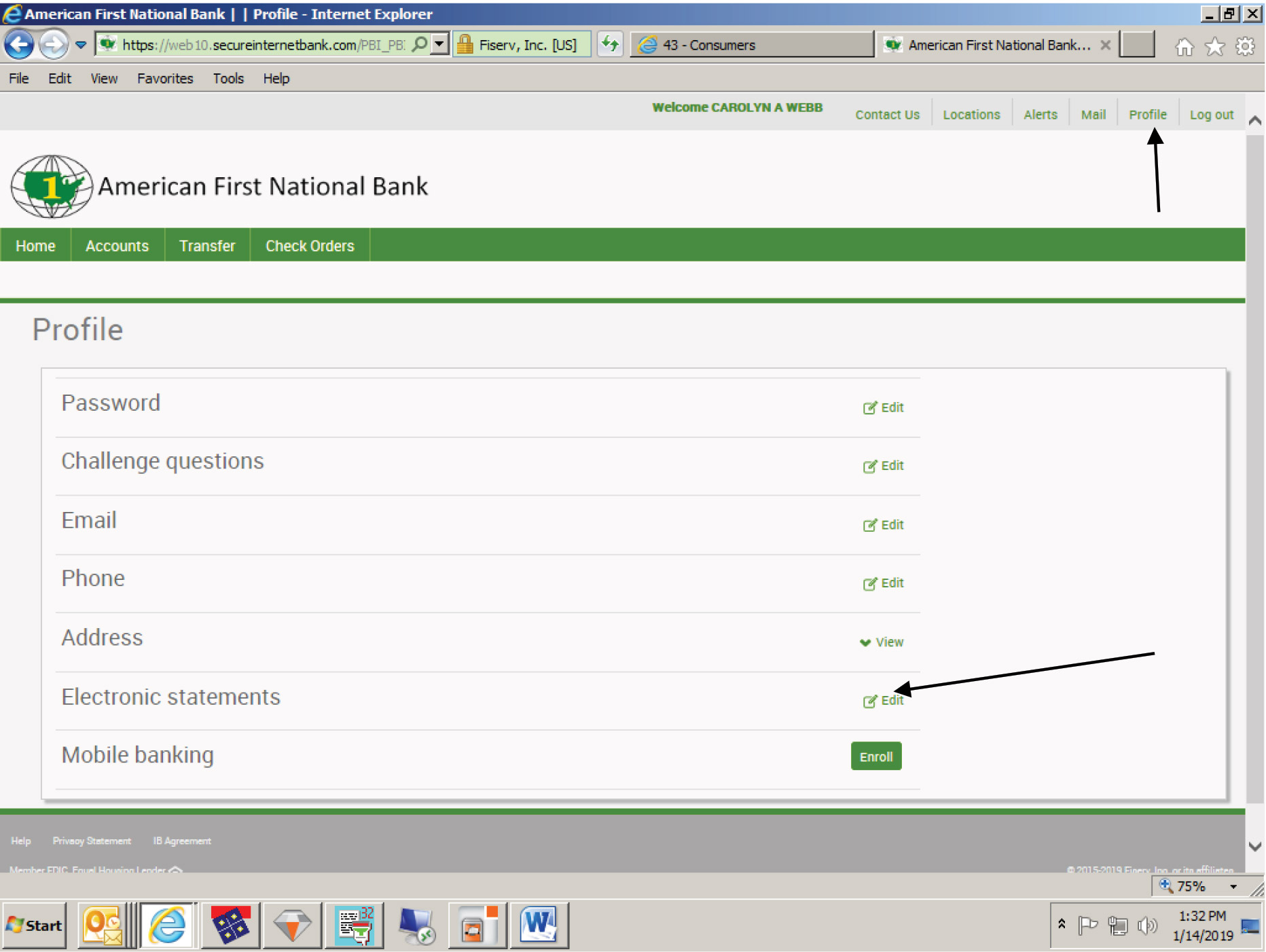 E-statement-enrollment-profile Screencap of e-statement profile edit